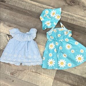 Blue and Turquoise Floral Baby Dress Set